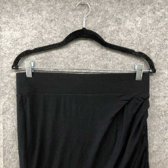 Helmut Lang Ruched Side Pull On Jersey Skirt Womens M Black Wool Modal Blend - Picture 3 of 11